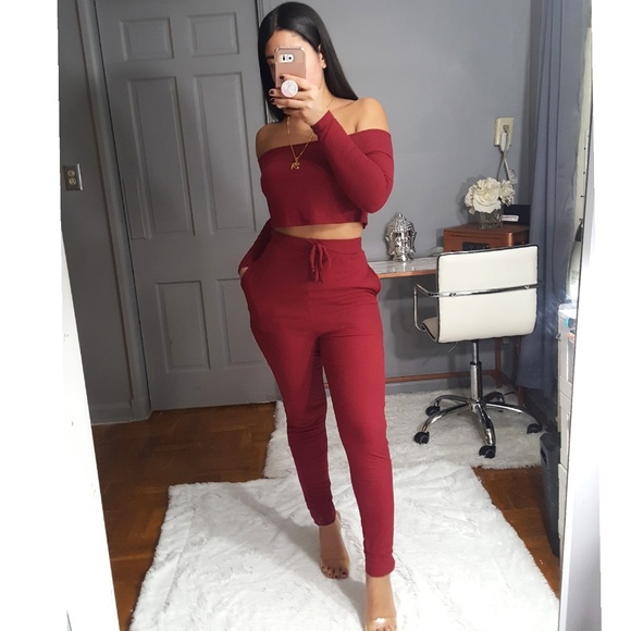 Pants - "Wine Tasting" Burgundy Ribbed Set NWOT